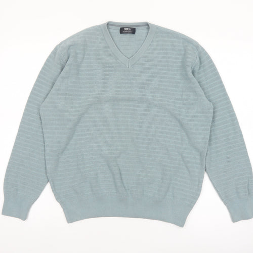 Marks and Spencer Mens Blue V-Neck Pullover Jumper Size L