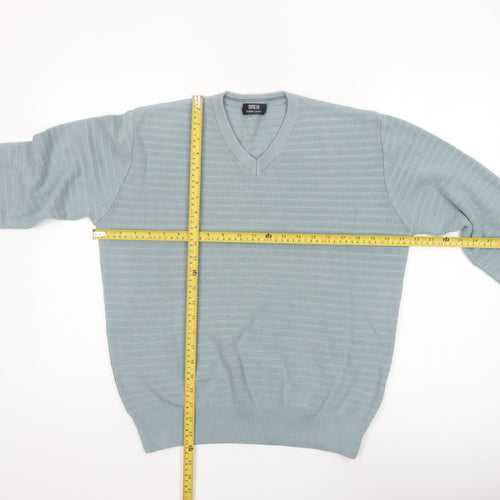 Marks and Spencer Mens Blue V-Neck Pullover Jumper Size L