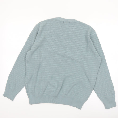 Marks and Spencer Mens Blue V-Neck Pullover Jumper Size L
