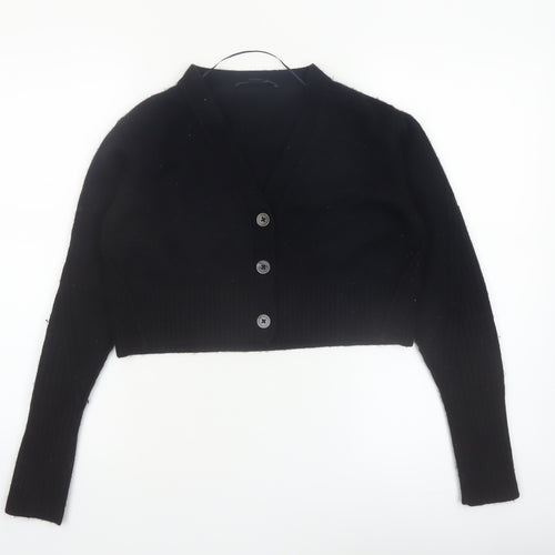 AllSaints Women's Black Wool Cashmere V-Neck Cardigan Size L