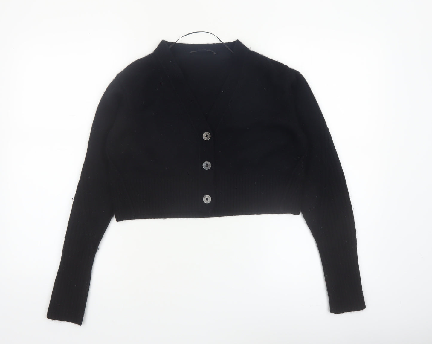 AllSaints Women's Black Wool Cashmere V-Neck Cardigan Size L