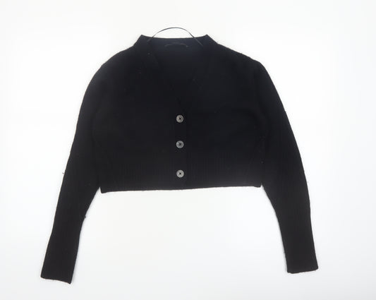 AllSaints Women's Black Wool Cashmere V-Neck Cardigan Size L