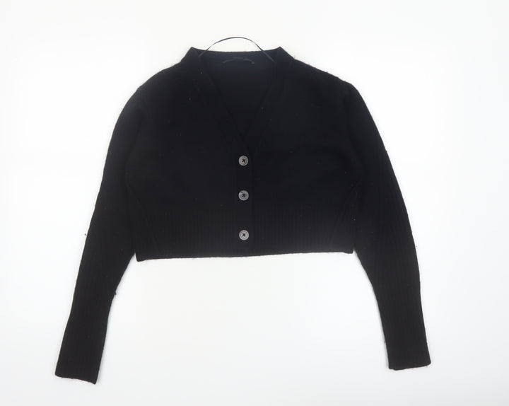AllSaints Women's Black Wool Cashmere V-Neck Cardigan Size L