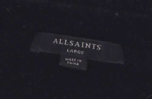 AllSaints Women's Black Wool Cashmere V-Neck Cardigan Size L