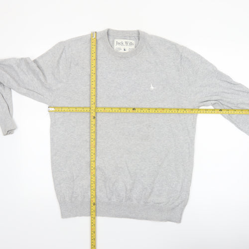Jack Wills Men's Grey Cotton Crew Neck Pullover Jumper Size L