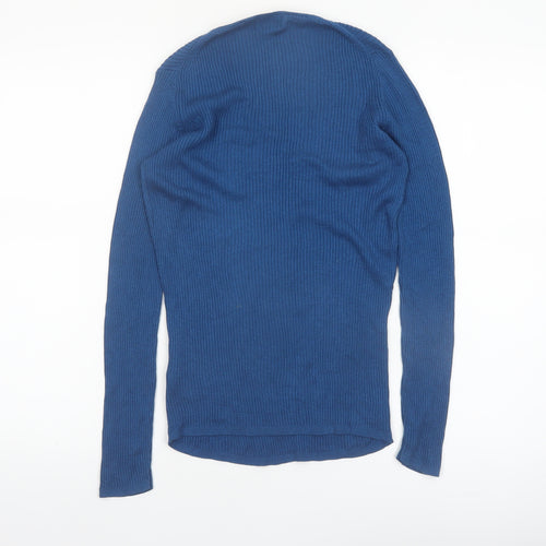 Jigsaw Women’s Blue Silk Blend V-Neck Long Sleeve Pullover Jumper M