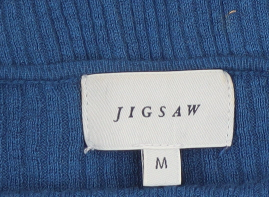 Jigsaw Women’s Blue Silk Blend V-Neck Long Sleeve Pullover Jumper M