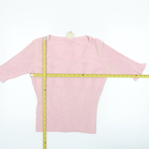Laura Ashley Women’s Pink Cotton V-Neck Knit Blouse XL