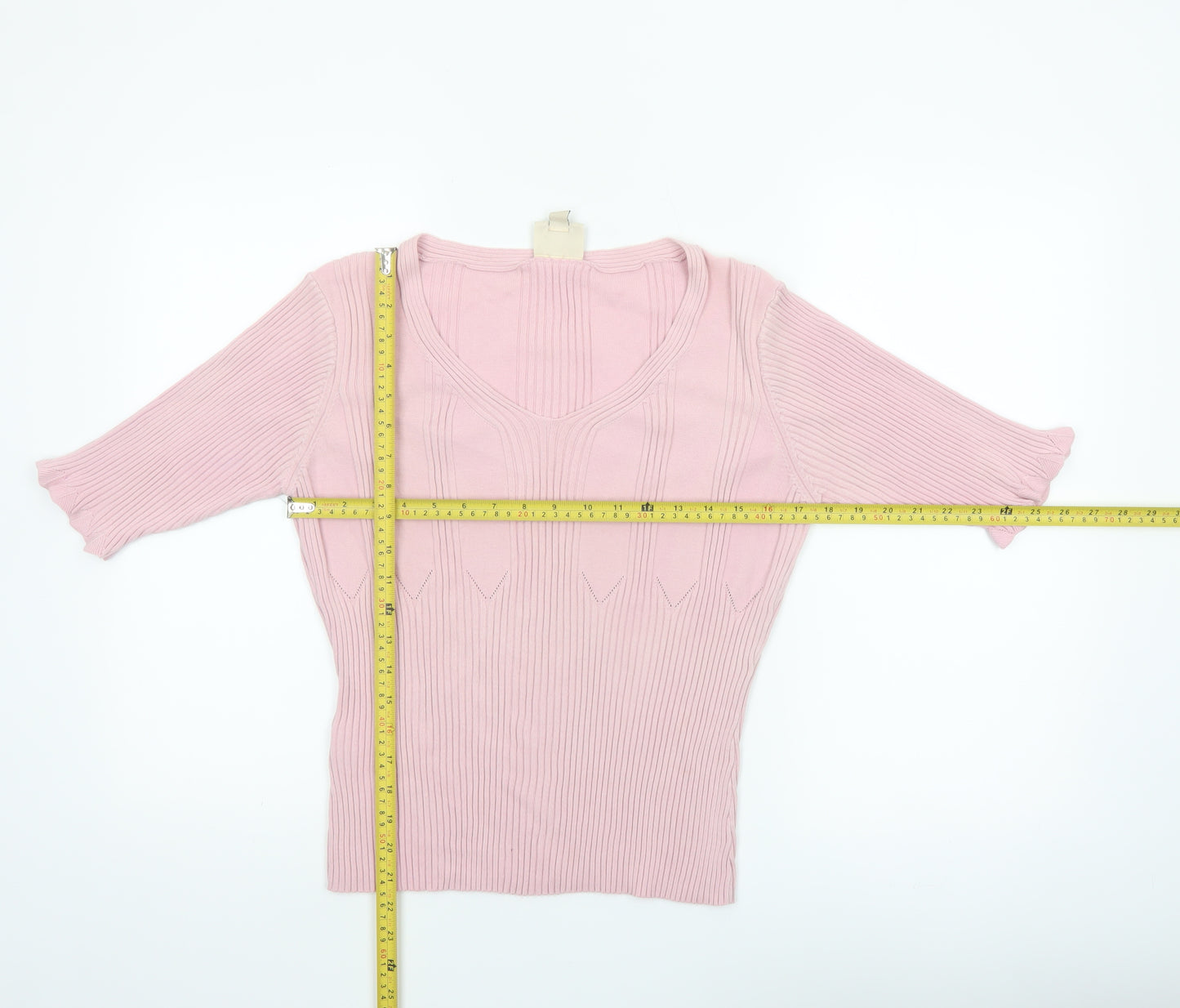 Laura Ashley Women’s Pink Cotton V-Neck Knit Blouse XL