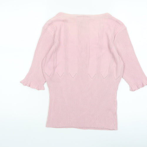 Laura Ashley Women’s Pink Cotton V-Neck Knit Blouse XL