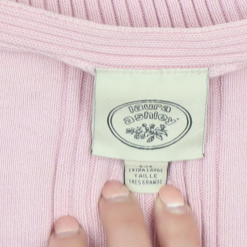 Laura Ashley Women’s Pink Cotton V-Neck Knit Blouse XL