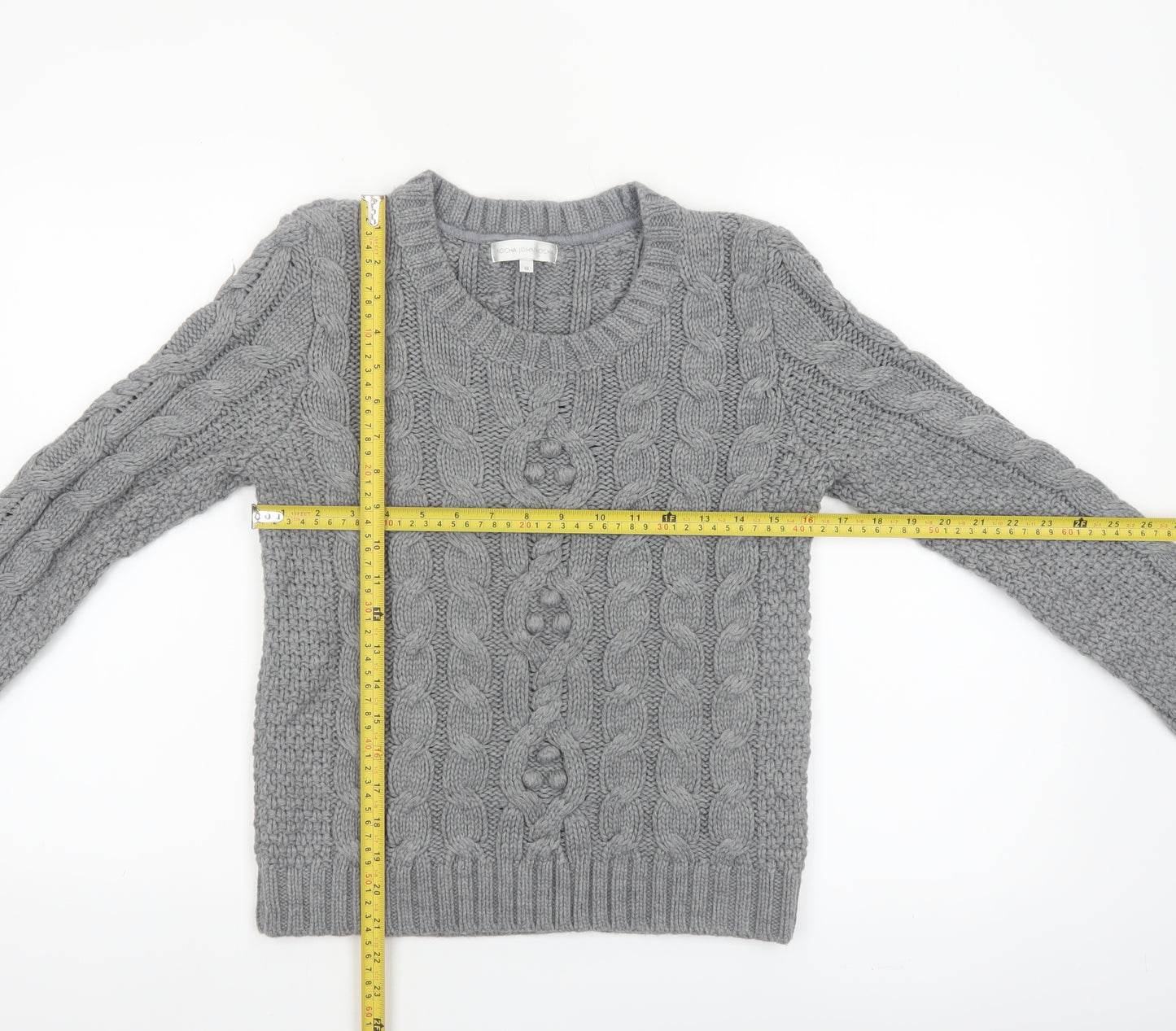 Rocha John Rocha Women’s Grey Cable Knit Jumper Size 10