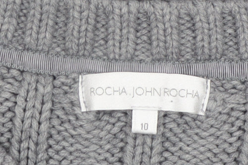 Rocha John Rocha Women’s Grey Cable Knit Jumper Size 10