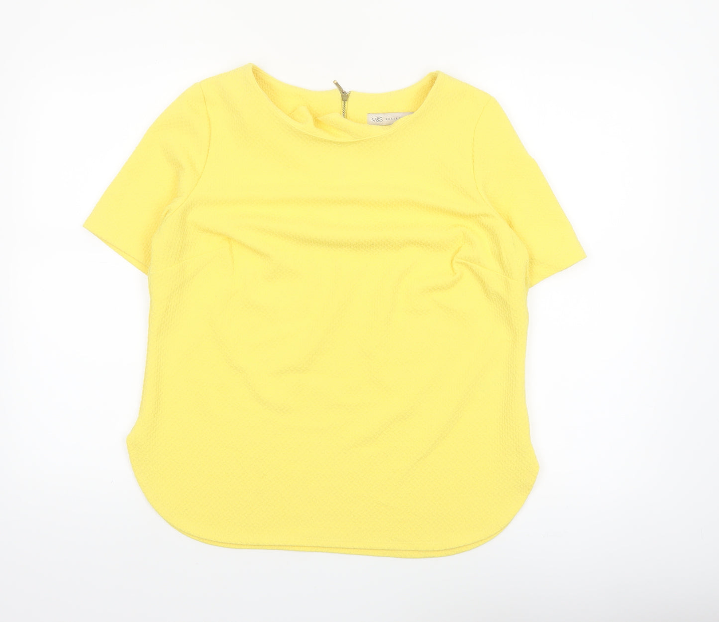 Marks and Spencer Women’s Yellow Short Sleeve Zip Back Blouse Size 14