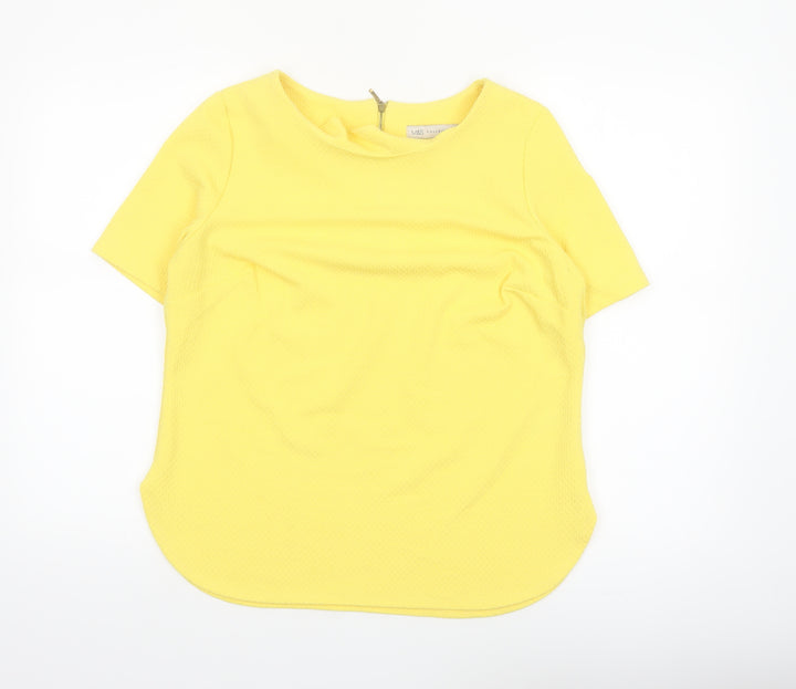 Marks and Spencer Women’s Yellow Short Sleeve Zip Back Blouse Size 14