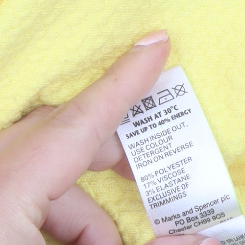 Marks and Spencer Women’s Yellow Short Sleeve Zip Back Blouse Size 14