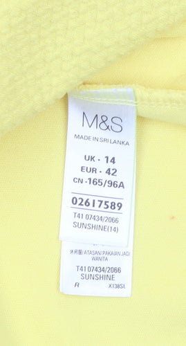 Marks and Spencer Women’s Yellow Short Sleeve Zip Back Blouse Size 14
