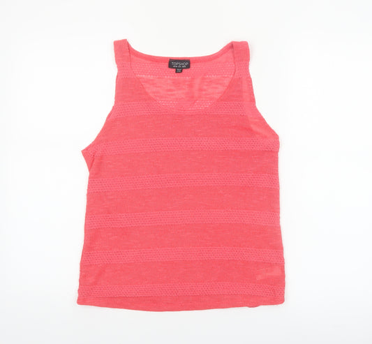 Topshop Women’s Pink Knit Sleeveless Tank Top Size 10