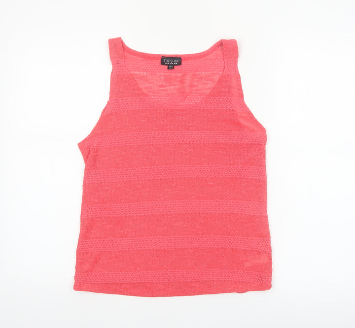 Topshop Women’s Pink Knit Sleeveless Tank Top Size 10
