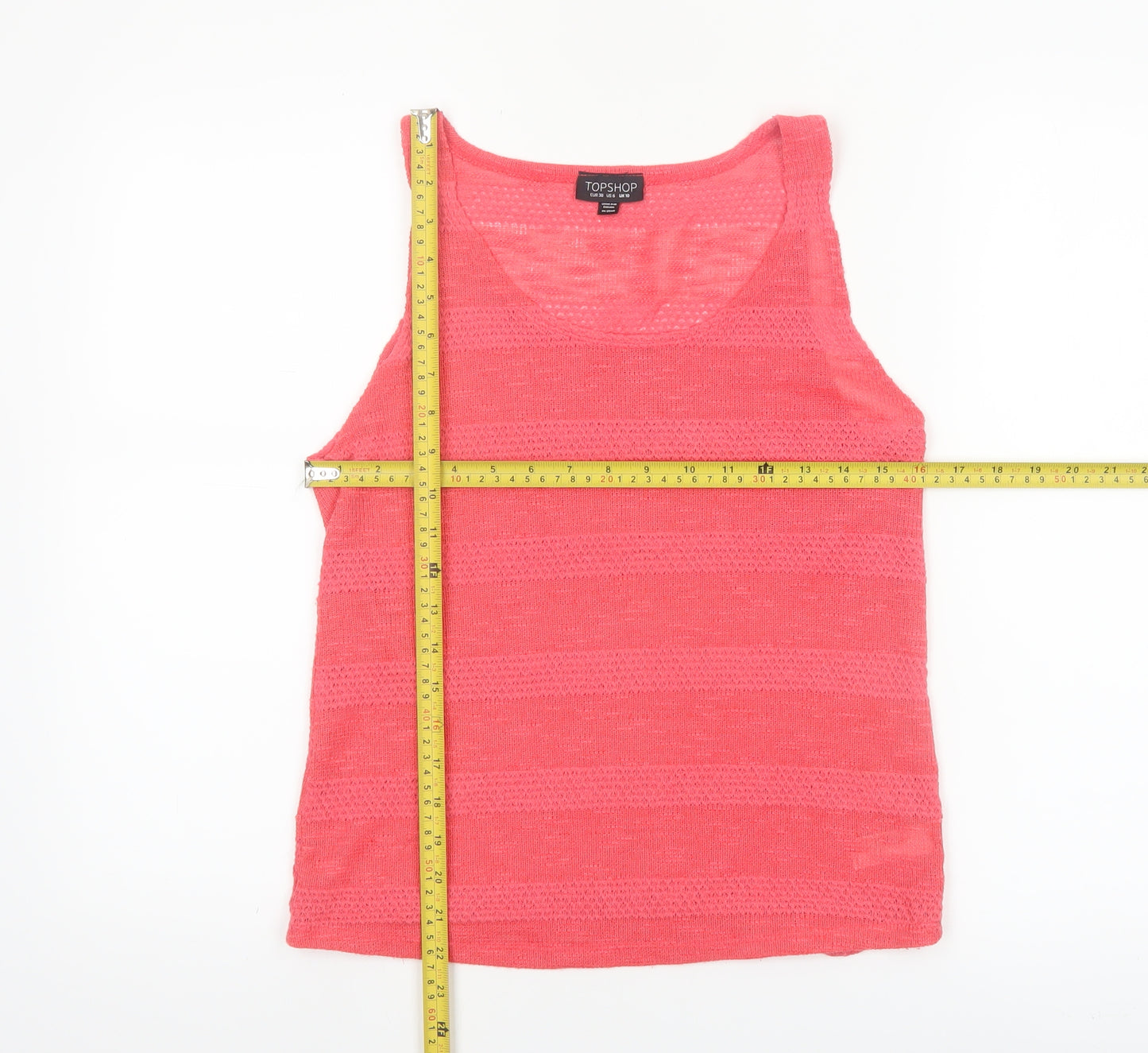 Topshop Women’s Pink Knit Sleeveless Tank Top Size 10