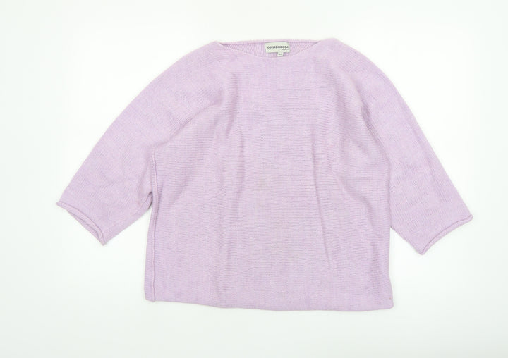 Collezione GA Women’s Purple Knit Boat Neck Pullover Jumper M/L
