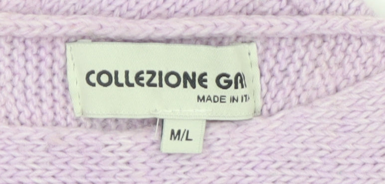 Collezione GA Women’s Purple Knit Boat Neck Pullover Jumper M/L
