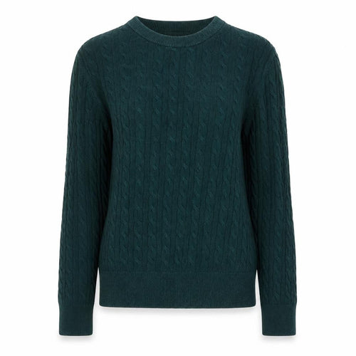 Uniqlo Womens Green Cable-Knit Crew Neck Jumper Size S