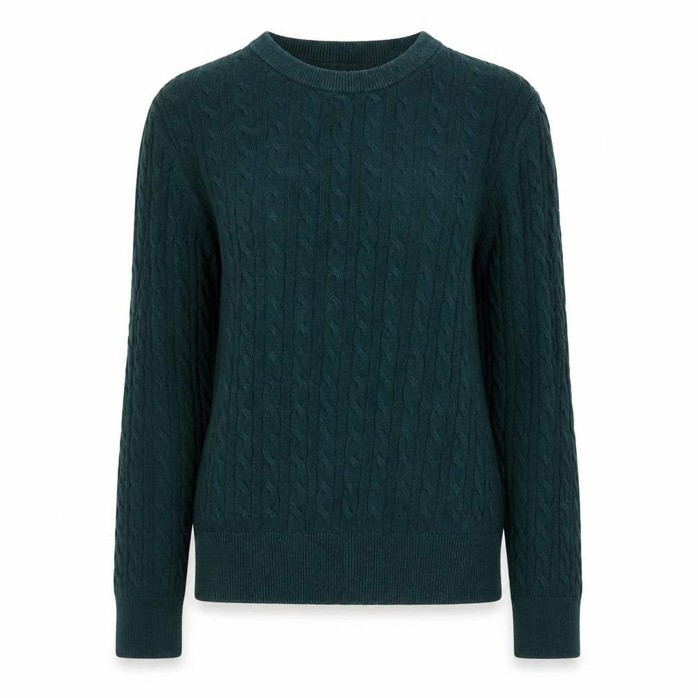 Uniqlo Womens Green Cable-Knit Crew Neck Jumper Size S