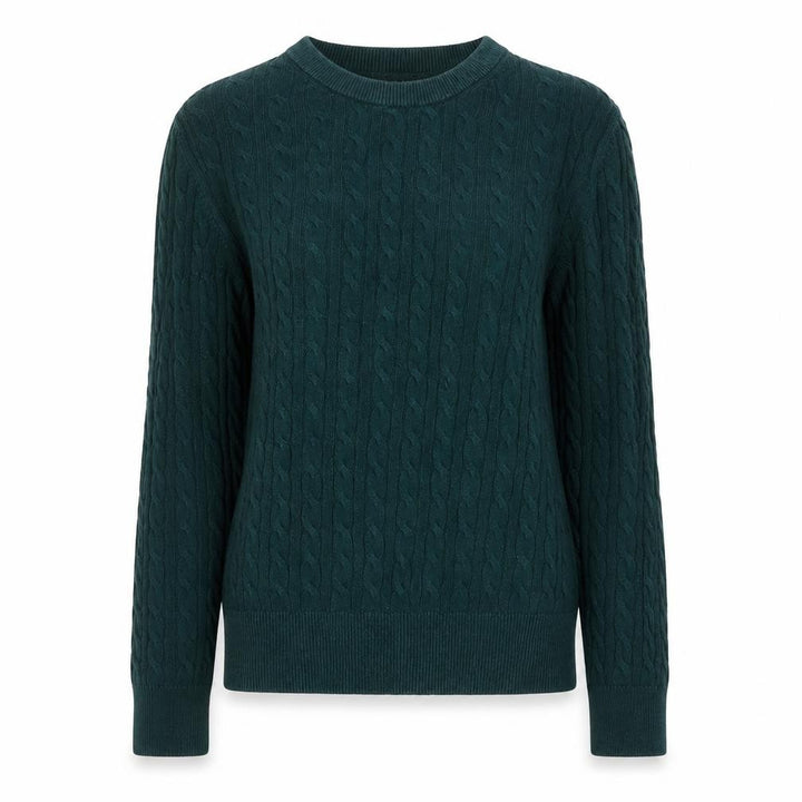 Uniqlo Womens Green Cable-Knit Crew Neck Jumper Size S