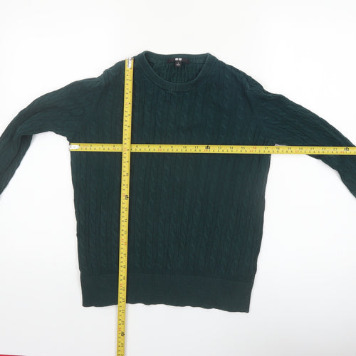 Uniqlo Womens Green Cable-Knit Crew Neck Jumper Size S