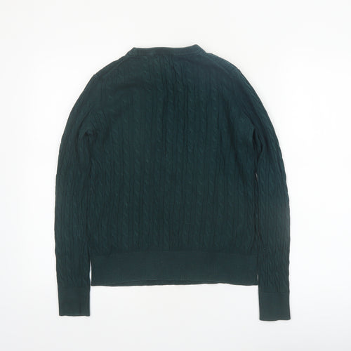 Uniqlo Womens Green Cable-Knit Crew Neck Jumper Size S