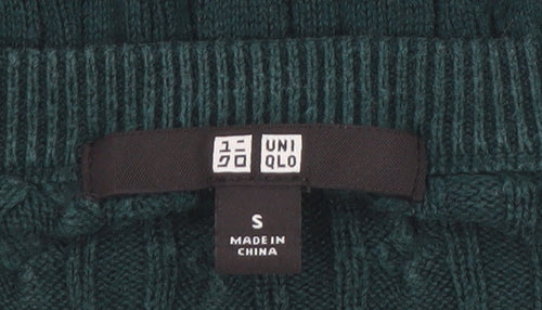 Uniqlo Womens Green Cable-Knit Crew Neck Jumper Size S