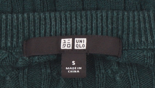 Uniqlo Womens Green Cable-Knit Crew Neck Jumper Size S