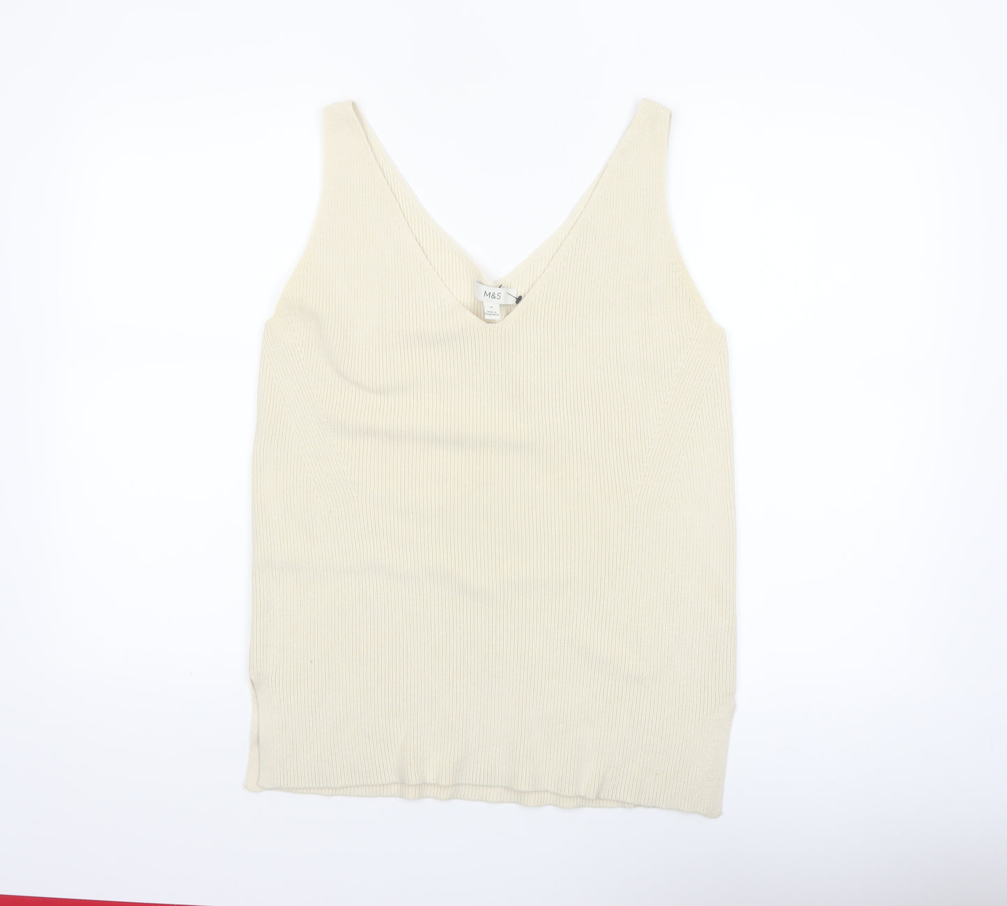 Marks and Spencer Women's Beige Knit V-Neck Camisole Tank Top M