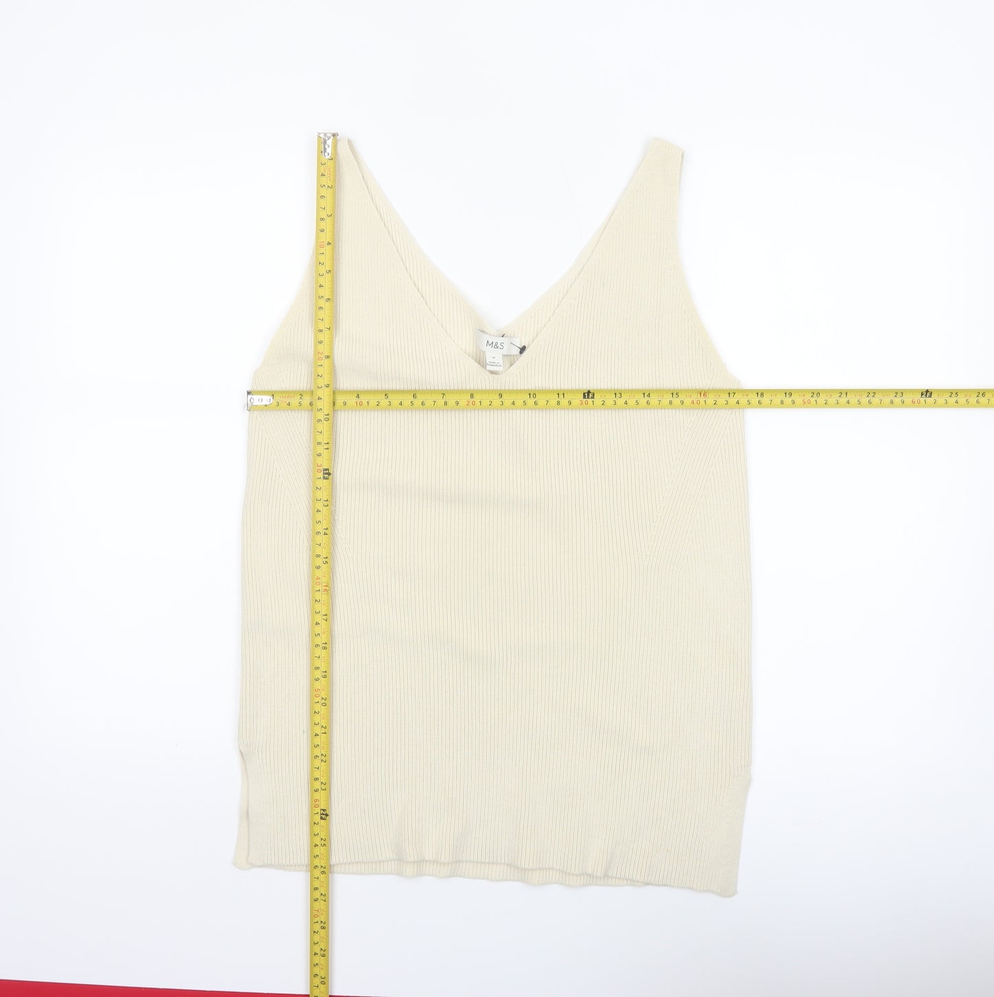 Marks and Spencer Women's Beige Knit V-Neck Camisole Tank Top M
