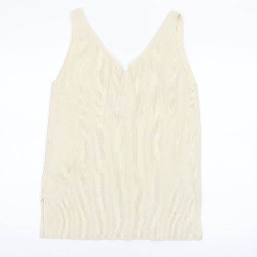 Marks and Spencer Women's Beige Knit V-Neck Camisole Tank Top M