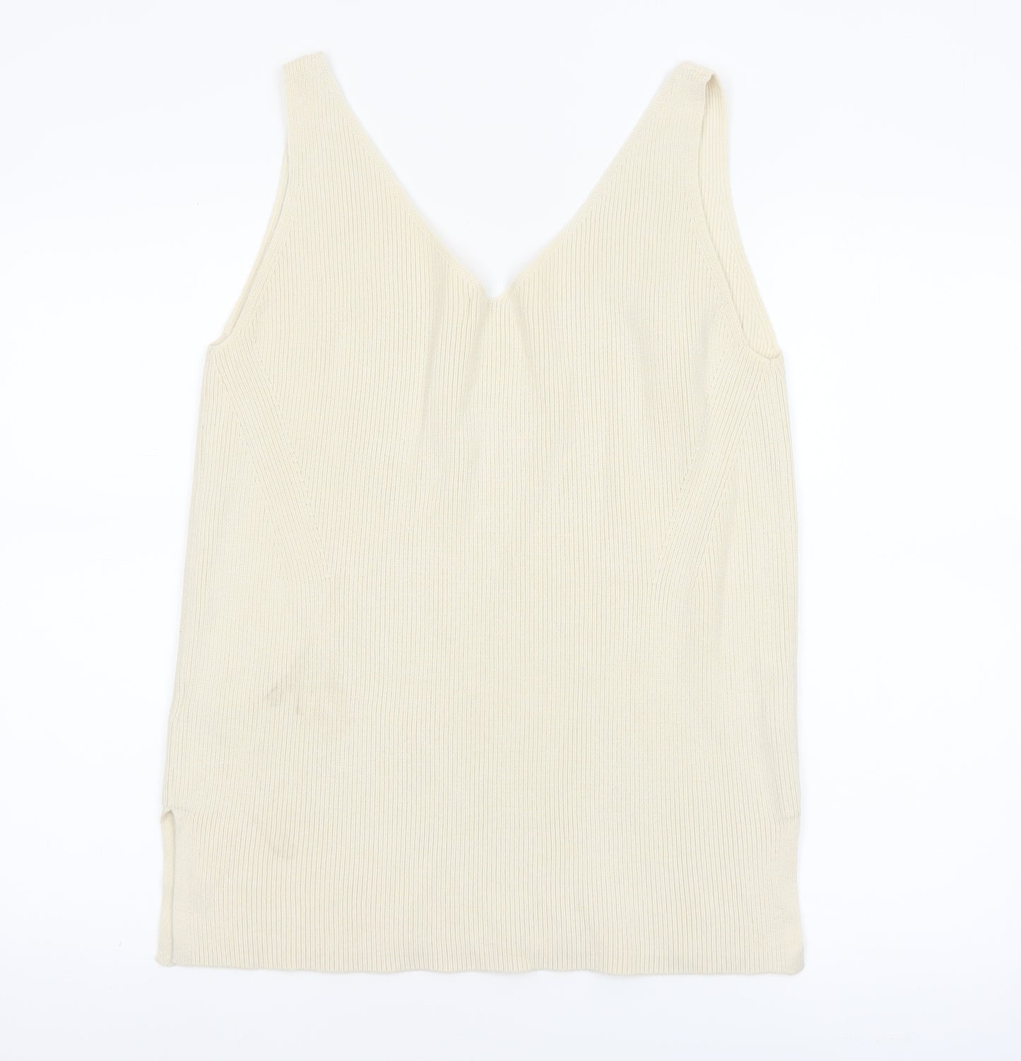 Marks and Spencer Women's Beige Knit V-Neck Camisole Tank Top M