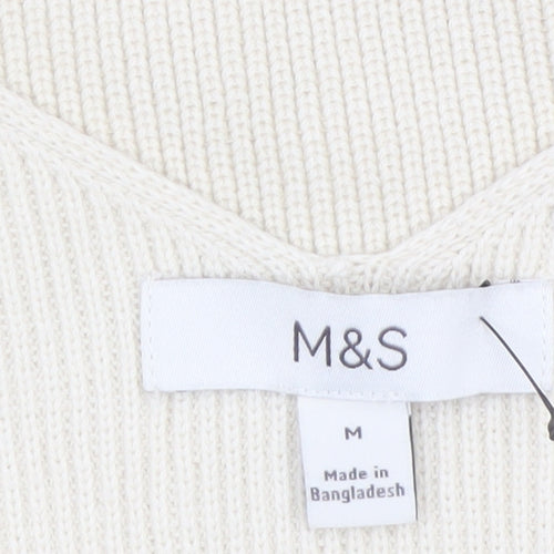 Marks and Spencer Women's Beige Knit V-Neck Camisole Tank Top M