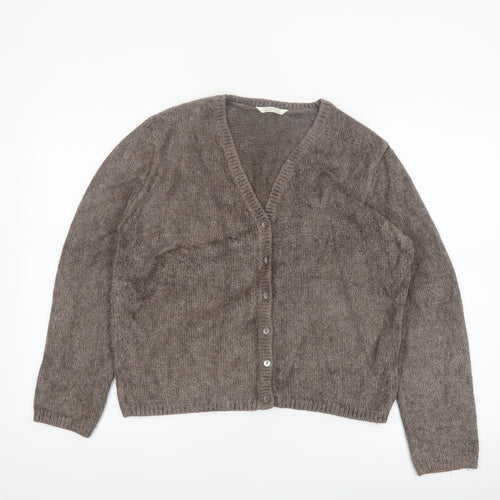 Marks and Spencer Women Brown V-Neck Long Sleeve Cardigan Size 12