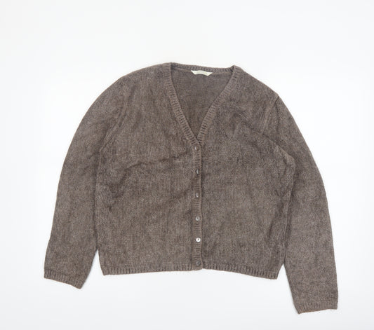 Marks and Spencer Women Brown V-Neck Long Sleeve Cardigan Size 12