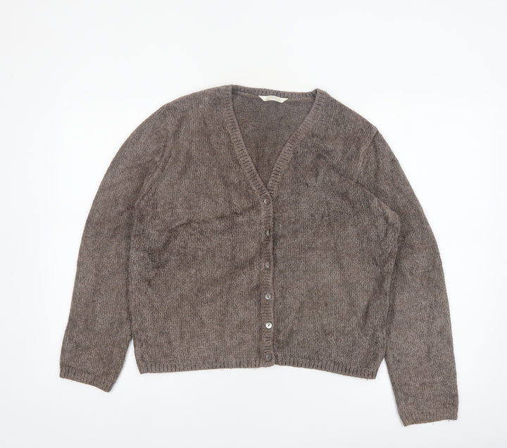 Marks and Spencer Women Brown V-Neck Long Sleeve Cardigan Size 12