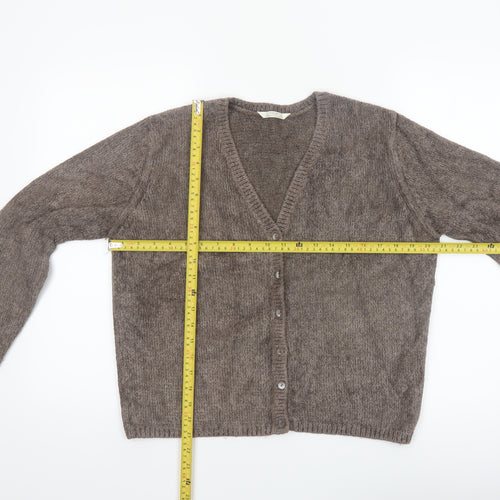 Marks and Spencer Women Brown V-Neck Long Sleeve Cardigan Size 12