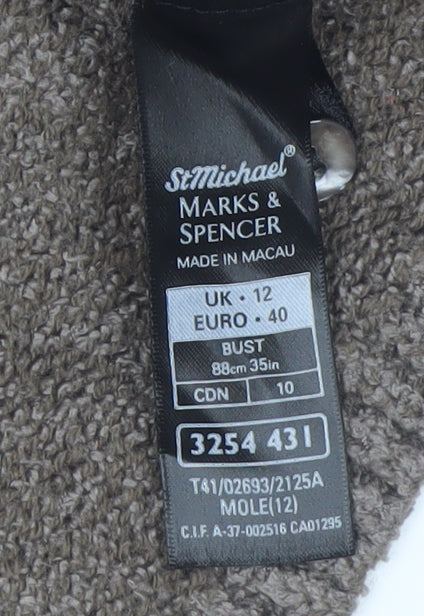 Marks and Spencer Women Brown V-Neck Long Sleeve Cardigan Size 12