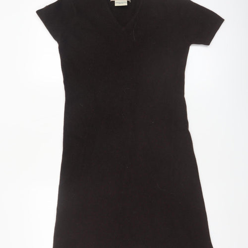 Laura Ashley Women’s Black Wool V-Neck Knee Length Bodycon Dress M