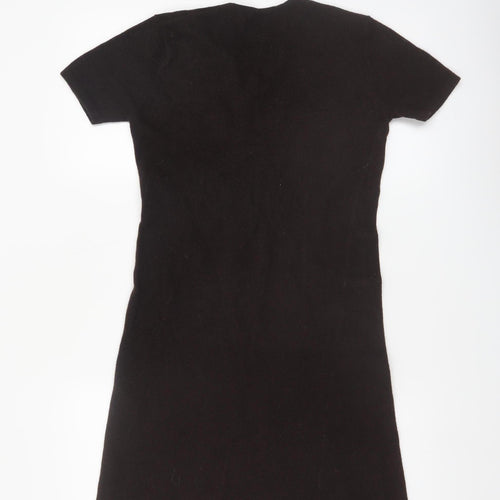 Laura Ashley Women’s Black Wool V-Neck Knee Length Bodycon Dress M