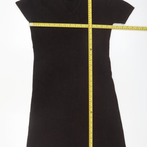 Laura Ashley Women’s Black Wool V-Neck Knee Length Bodycon Dress M