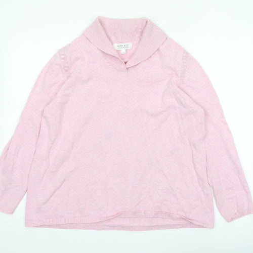 Quba & Co Women Pink Size 14 Roll Neck Jumper Long Sleeve Cotton Knit