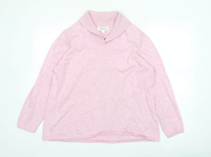 Quba & Co Women Pink Size 14 Roll Neck Jumper Long Sleeve Cotton Knit