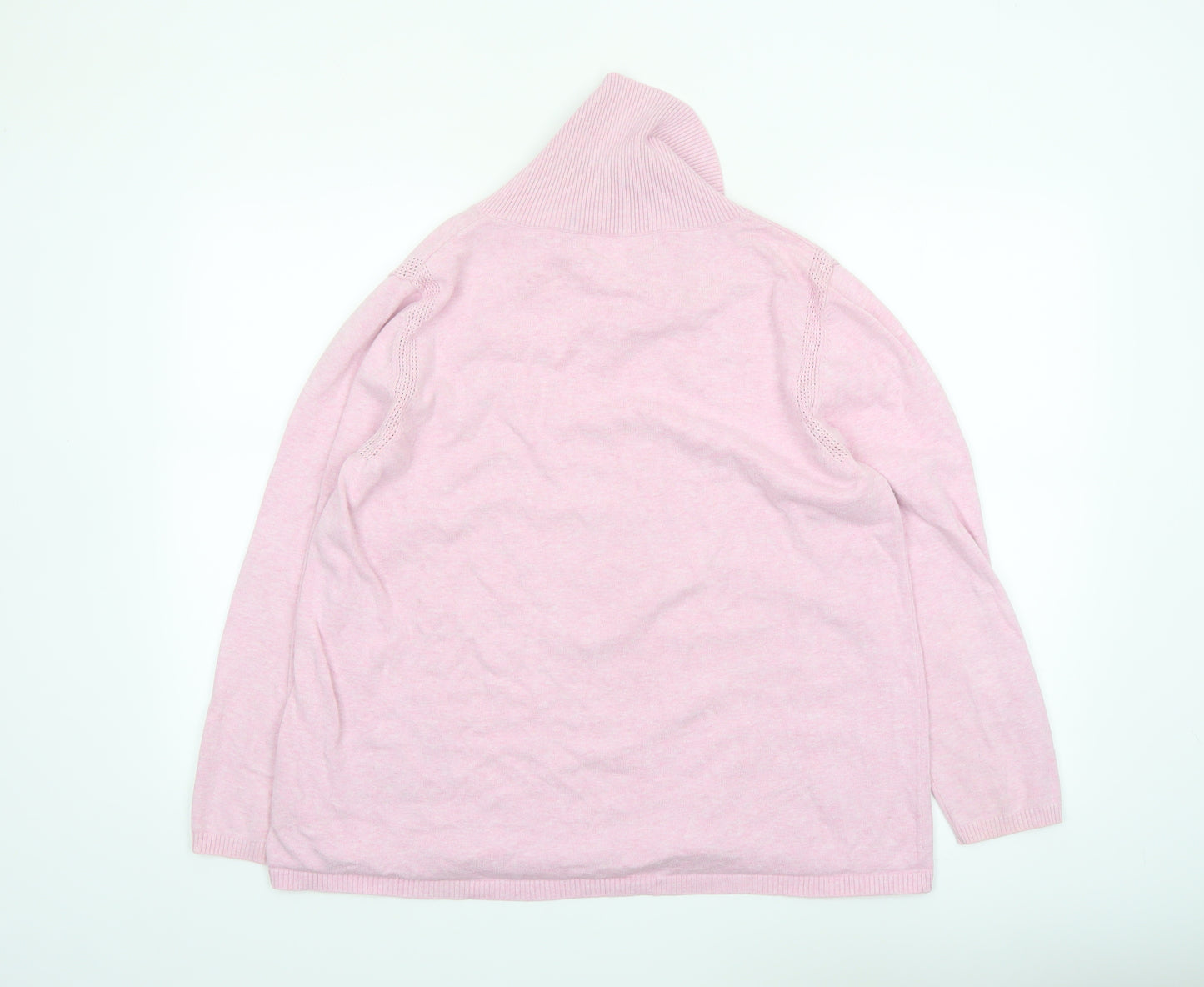 Quba & Co Women Pink Size 14 Roll Neck Jumper Long Sleeve Cotton Knit