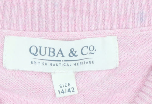 Quba & Co Women Pink Size 14 Roll Neck Jumper Long Sleeve Cotton Knit